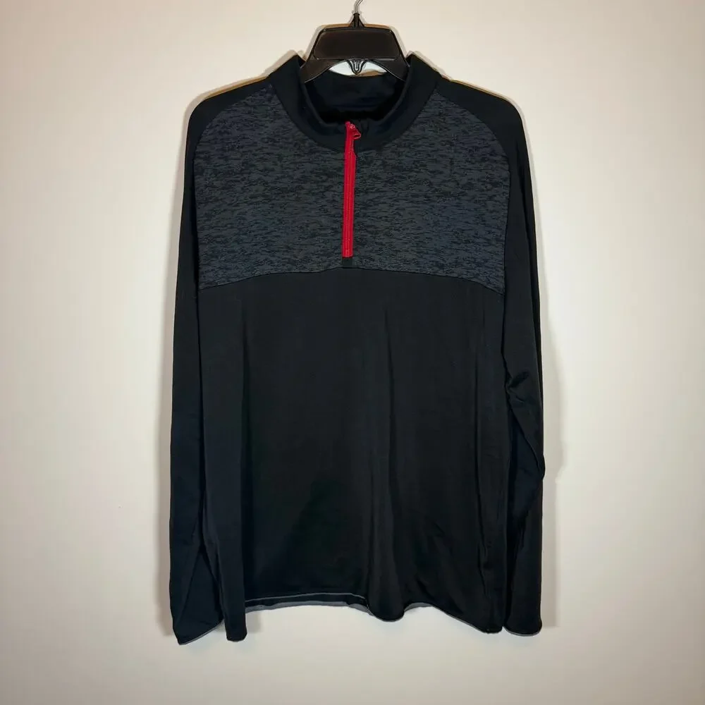 Men’s XL Black and Gray Adidas Sporty Athletic Exercise Quarter Zip Pullover